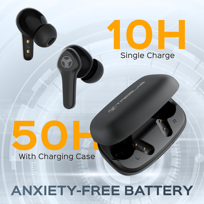 TREBLAB X9 Pro - Bluetooth Earbuds w/Active Noise Cancelling, Hybrid ANC | Headphones with Pure Sound, IPX6 Waterproof Wireless Earphones, 50H Playtime, 6 AI Mics for Calls, Sports, Work, Travel