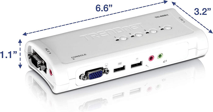 TRENDnet 4-Port USB KVM Switch and Cable Kit with Audio TK-409K
