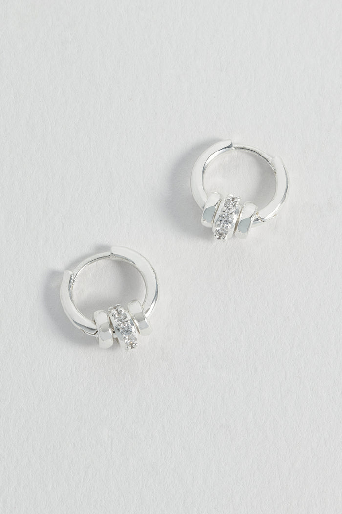 Triple Disc CZ Hoop Earrings