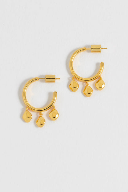 Triple Pebble Hoop Earrings