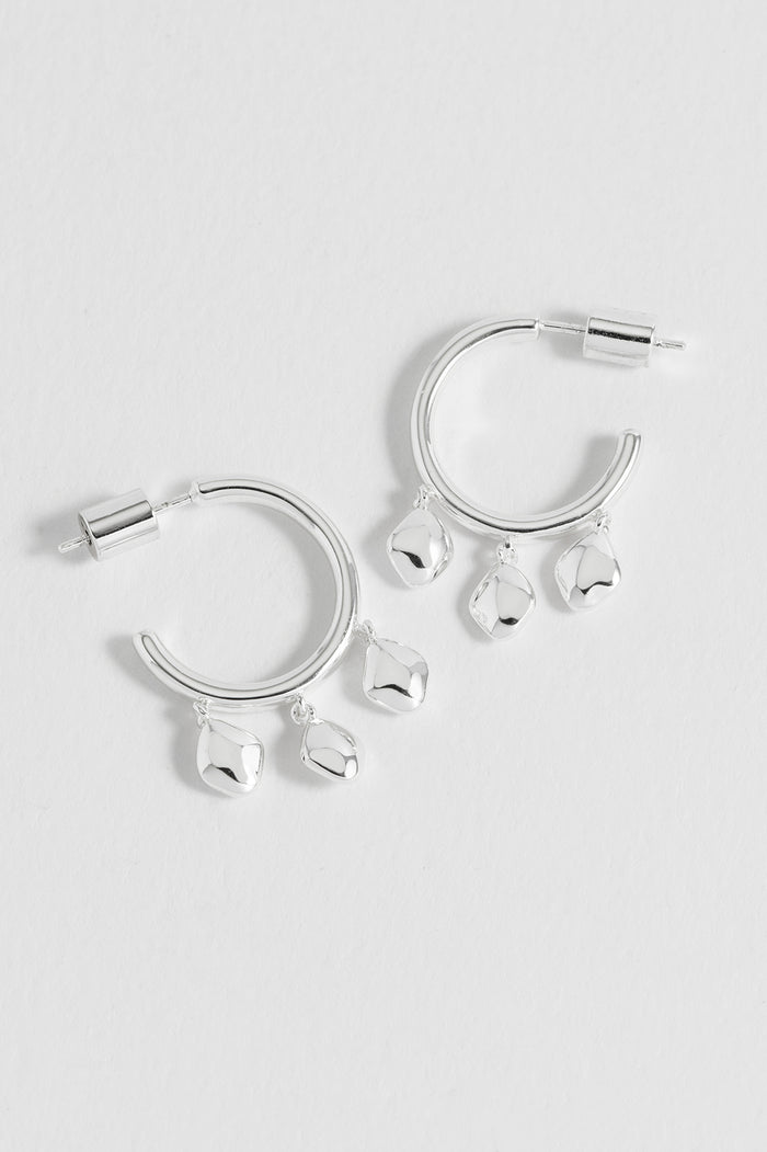 Triple Pebble Hoop Earrings