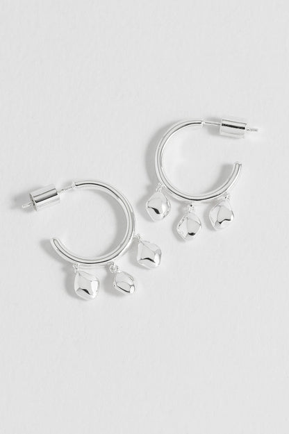 Triple Pebble Hoop Earrings