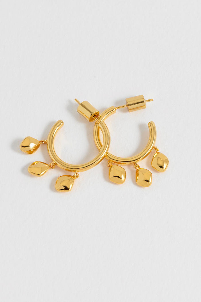 Triple Pebble Hoop Earrings