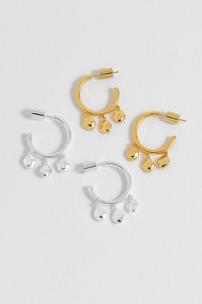 Triple Pebble Hoop Earrings