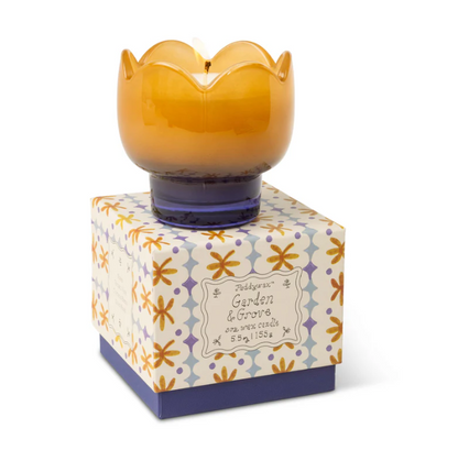 TULIP GLASS ORANGE W/PRINTED BOX-GARDEN & GROVE