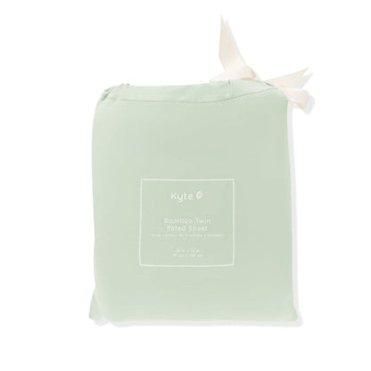 Twin Sheet in Basil shown in its packaging
