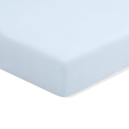 Twin Sheet in Breeze shown on a mattress
