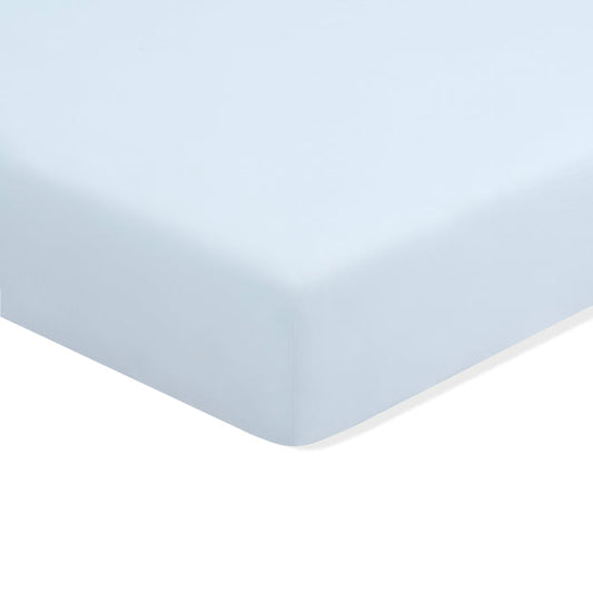 Twin Sheet in Breeze shown on a mattress