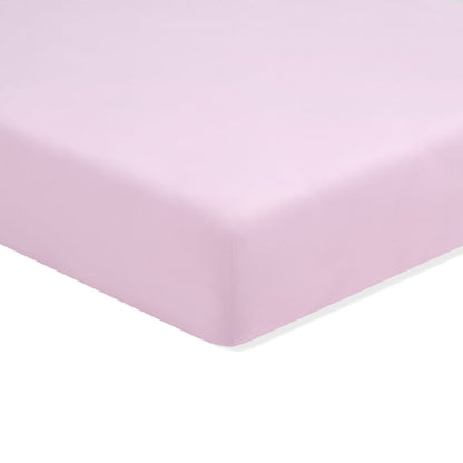 Solid light purple fitted sheet on a white background