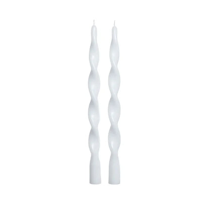 TWIST FORMAL CANDLES- SET 2 12" WHITE
