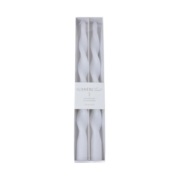 TWIST FORMAL CANDLES- SET 2 12" WHITE