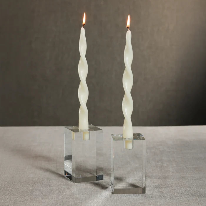TWIST FORMAL CANDLES- SET 2 12" WHITE