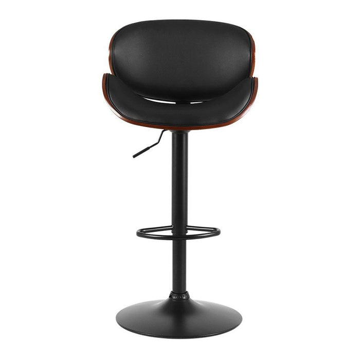 Two Artiss Bar Stools Kitchen Leather Barstools Swivel Gas Lift Chairs Black -Home Living Store - -