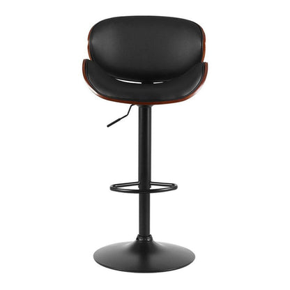 Two Artiss Bar Stools Kitchen Leather Barstools Swivel Gas Lift Chairs Black -Home Living Store - -