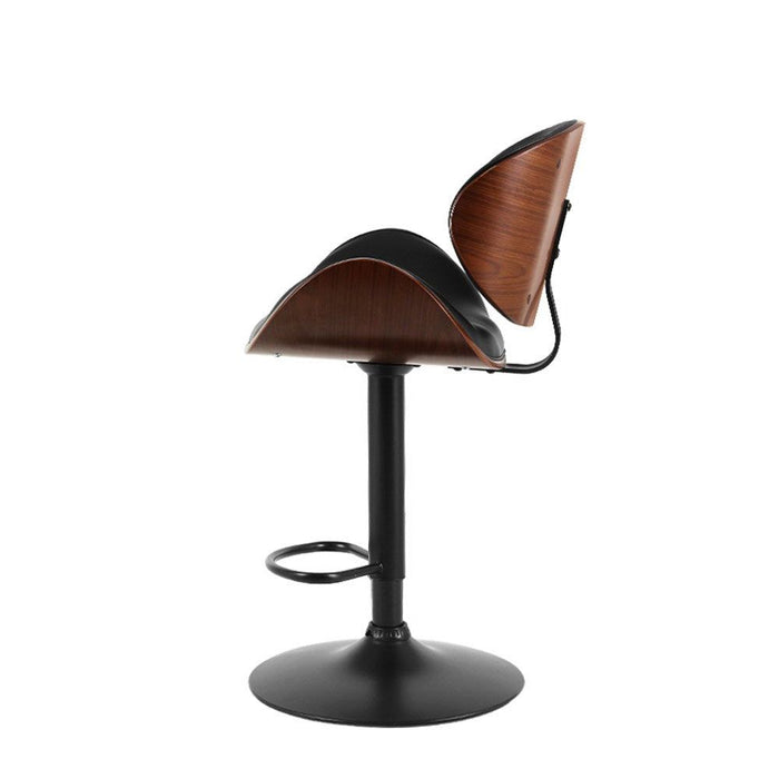 Two Artiss Bar Stools Kitchen Leather Barstools Swivel Gas Lift Chairs Black -Home Living Store - -