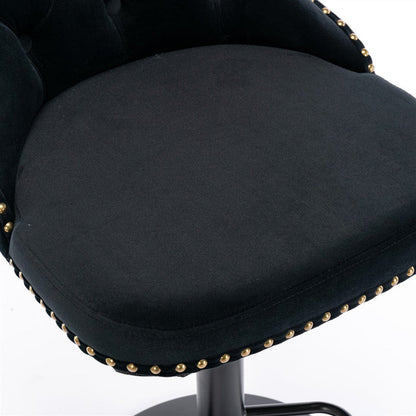 Two Height Adjustable Swivel Bar Stool Velvet Nail head Barstool with Footrest-Home Living Store-