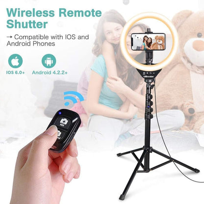 UBEESIZE 10’’ Selfie Ring Light with 62" Stand and Phone holder with Bluetooth shutter