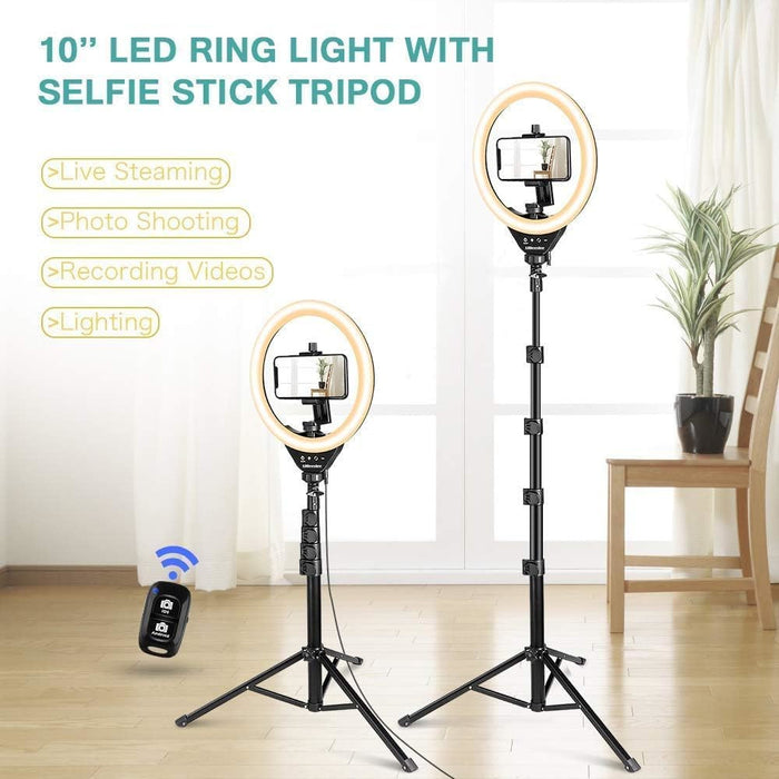 UBEESIZE 10’’ Selfie Ring Light with 62" Stand and Phone holder with Bluetooth shutter