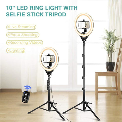 UBEESIZE 10’’ Selfie Ring Light with 62" Stand and Phone holder with Bluetooth shutter