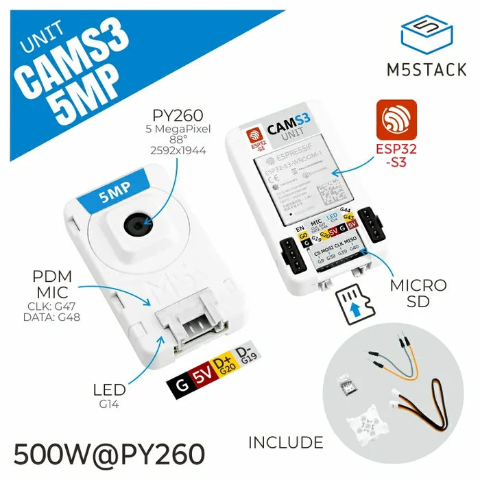 Unit CamS3 Wi-Fi Camera 5MP - m5stack-store