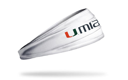 University of Miami: Wordmark White Big Bang Lite Headband - View 1