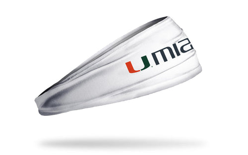 University of Miami: Wordmark White Big Bang Lite Headband - View 1
