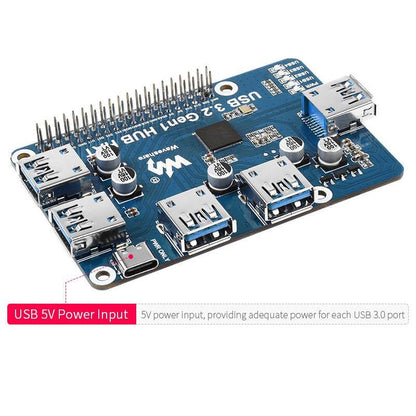 USB 3.2 Gen1 Hub HAT for Raspberry Pi by Waveshare - The Pi Hut