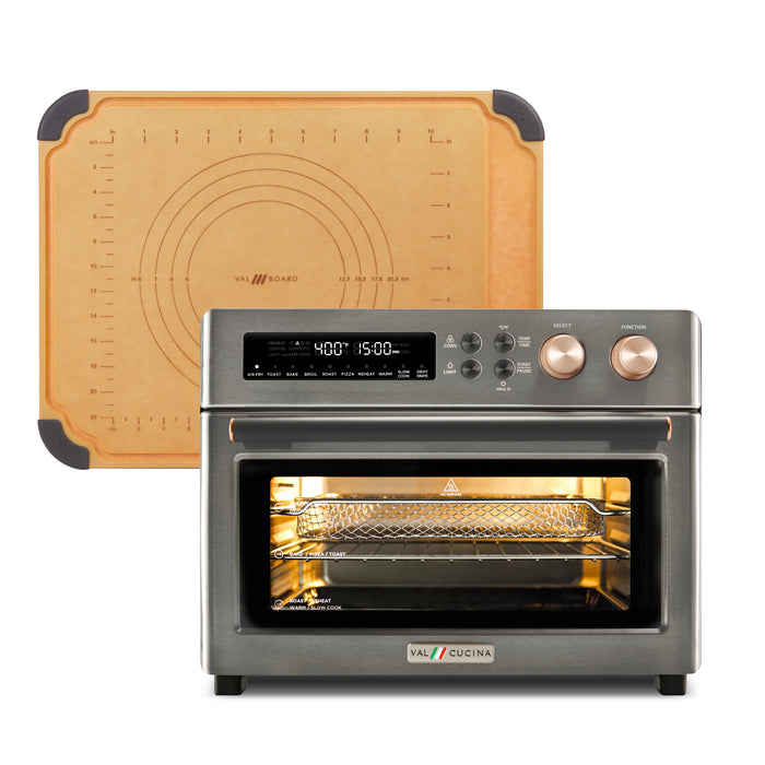 VAL CUCINA - Roma Air Fryer Toaster Oven & Cutting Pastry Board - Black Matte