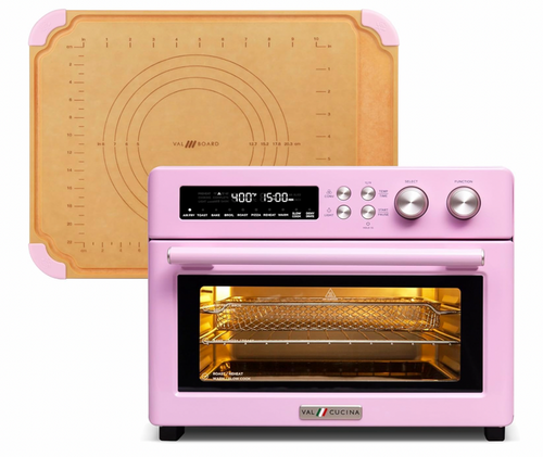 VAL CUCINA - Roma Air Fryer Toaster Oven & Cutting Pastry Board - Classic Pink
