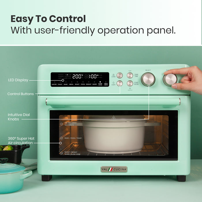 VAL CUCINA 10-IN-1 EXTRA LARGE AIR FRYER TOASTER OVEN - GREEN (Refurbished)