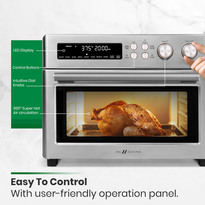 VAL CUCINA 10-in-1 Multifunction Stainless Steel Air Fryer Oven