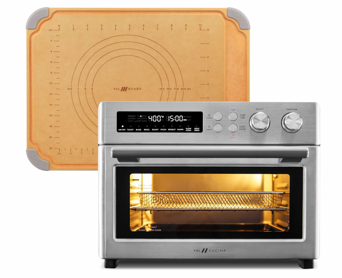 VAL CUCINA AIR FRYER TOASTER OVEN & CUTTING PASTRY BOARD - STAINLESS STEEL