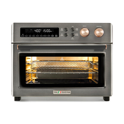 VAL CUCINA Classic Series Air Fryer - Metallic Grey Stainless Steel Toaster Oven 10-in-1