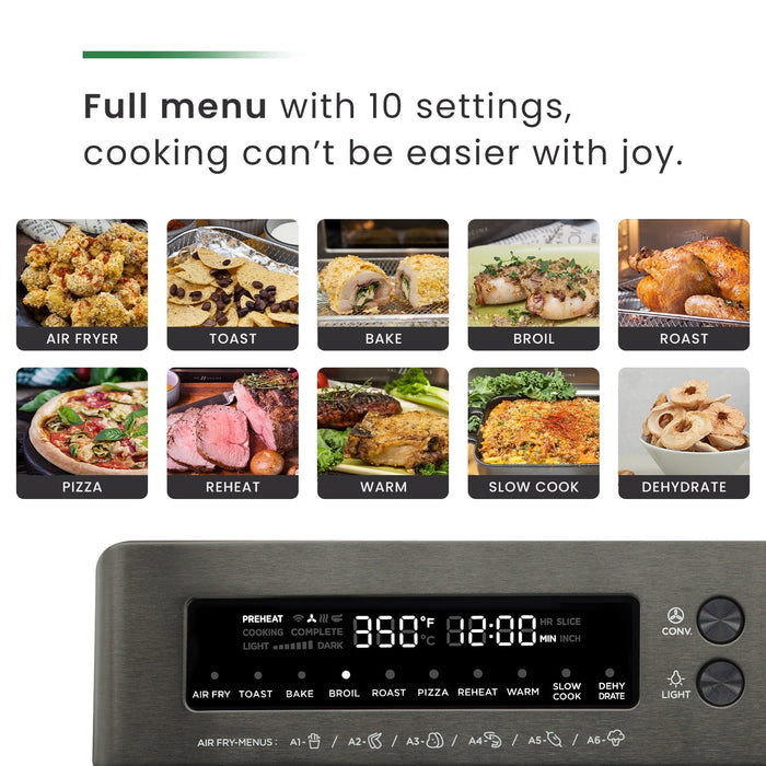 VAL CUCINA Classic Series Air Fryer - Metallic Grey Stainless Steel Toaster Oven 10-in-1