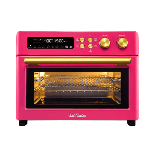 VAL CUCINA Pink 10-in-1 Retro Air Fryer Toaster Oven