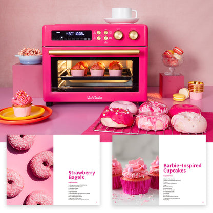 VAL CUCINA Pink 10-in-1 Retro Air Fryer Toaster Oven