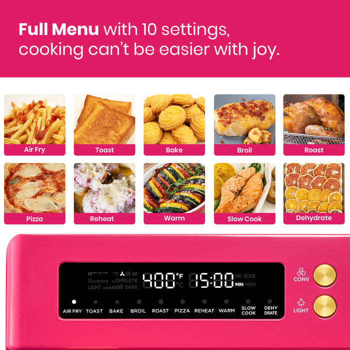 VAL CUCINA Pink 10-in-1 Retro Air Fryer Toaster Oven