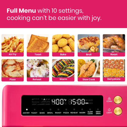 VAL CUCINA Pink 10-in-1 Retro Air Fryer Toaster Oven