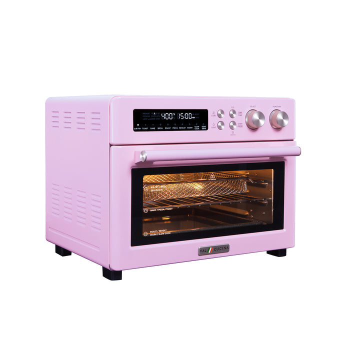 VAL CUCINA Roma 10-in-1 Retro Pink Air Fryer Toaster Oven