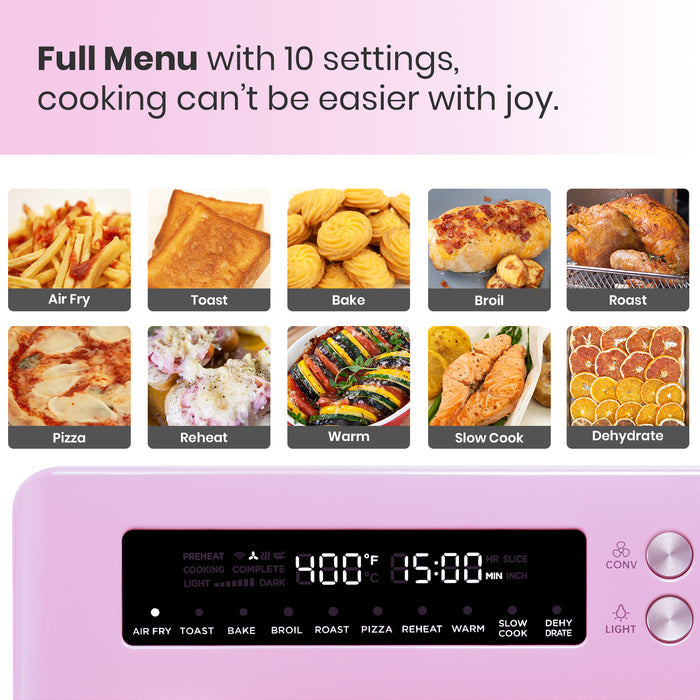 VAL CUCINA Roma 10-in-1 Retro Pink Air Fryer Toaster Oven