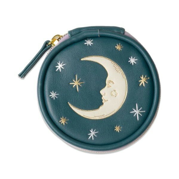 VEGAN LEATHER PILL CASE-TEAL MOON