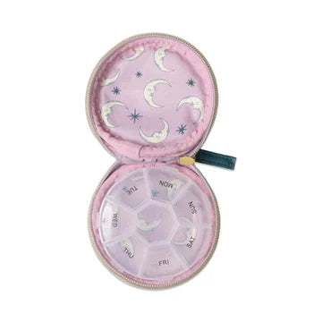 VEGAN LEATHER PILL CASE-TEAL MOON
