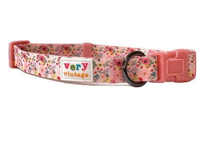 Very Vintage Designs - Garden Party - Pink Floral Flowers Recycled Collar & Leash - Dog.Dog.Cat.
