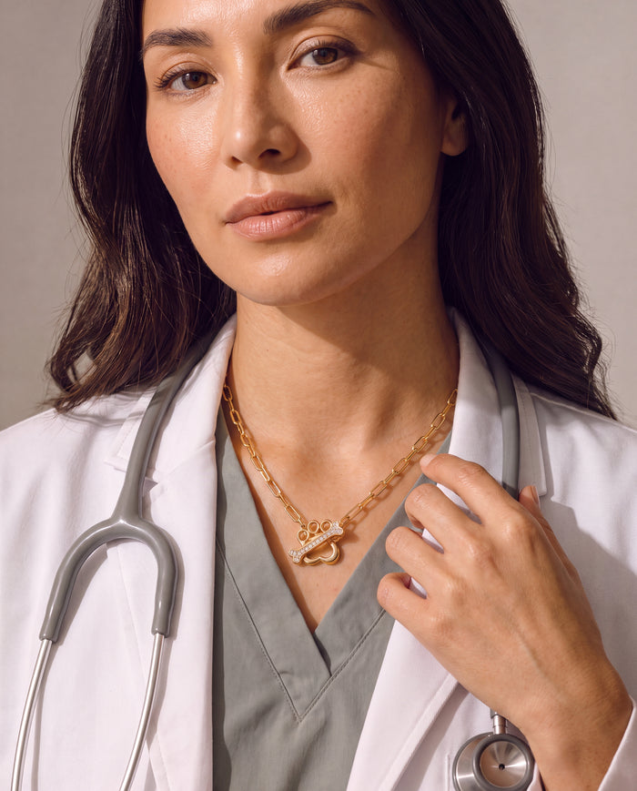 Vet Tech Pave Paw Toggle Necklace