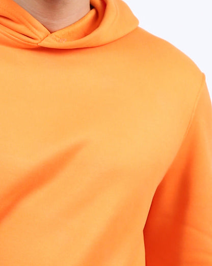 Vibrant Tangerine Side-Slit Relaxed Hoodie - O202346