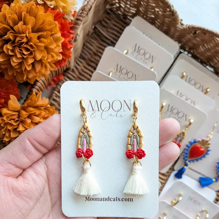 Virgencita Clay Tassel Earrings