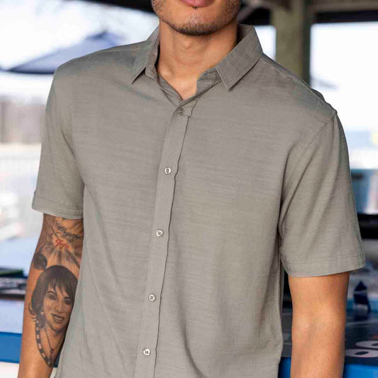 RSVLTS RSVLTS Bamboo Short Sleeve Shirt Volcanic Ash – Bamboo Short Sleeve Shirt
