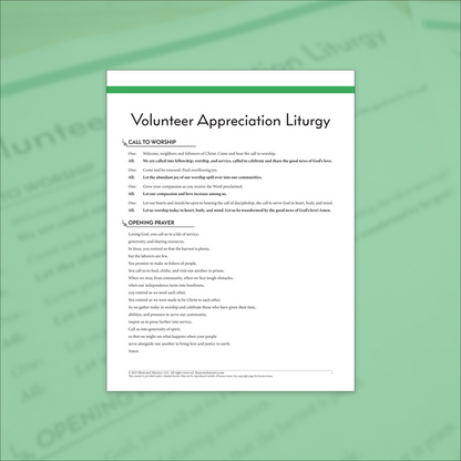 Volunteer Appreciation Worship Liturgy
