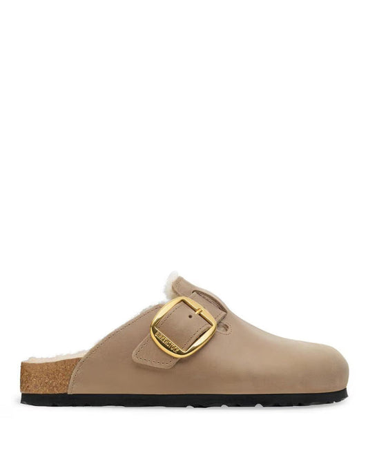 W Boston Big Buckle Shearling Oiled Leather Tobacco