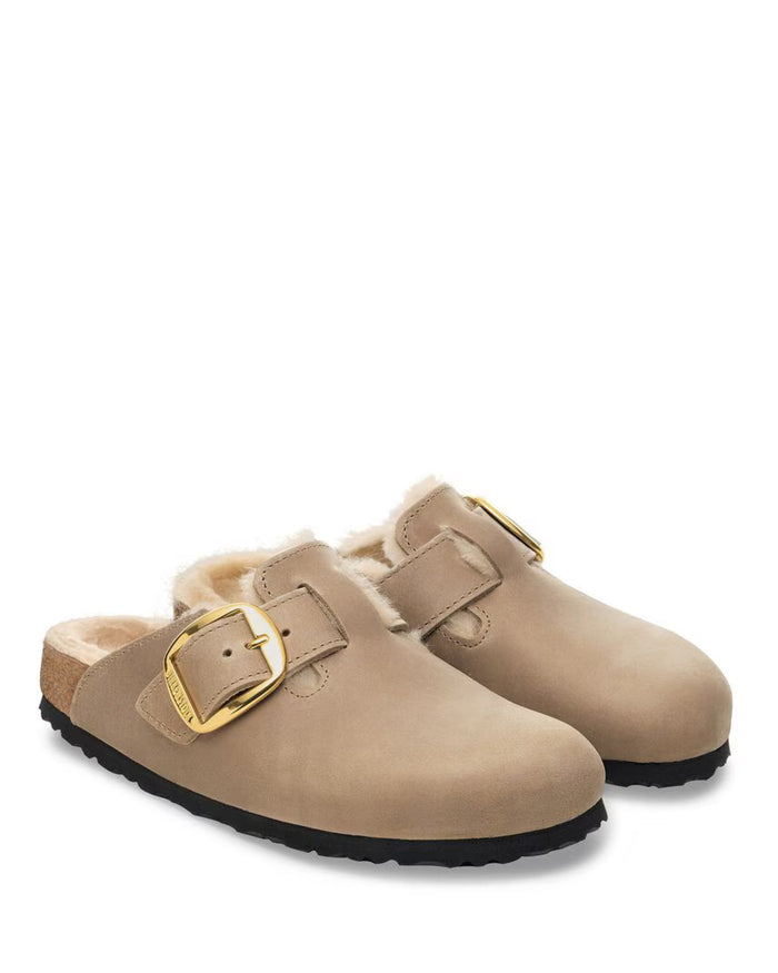 W Boston Big Buckle Shearling Oiled Leather Tobacco